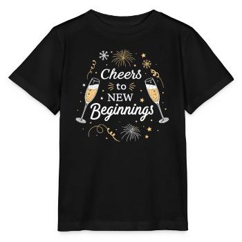 Cheers to New Beginnings – Festliches Silvester - Stanley/Stella Kinder T-Shirt MINI CREATOR  - Schwarz - Vorne - Mikhail (115cm)