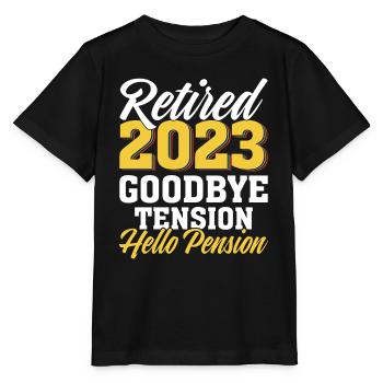 Goodbye Tension Hello Pension Retired 2025 Funny - Stanley/Stella MINI CREATOR Kids’ T-Shirt - black - Front - Mikhail (115cm)