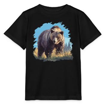 Grizzlis Ours grizzly - T-shirt bio MINI CREATOR Stanley/Stella Enfant - noir - Devant - Mikhail (115cm)