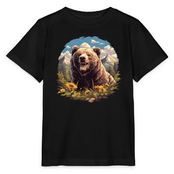 Grizzlis Ours grizzly - T-shirt bio MINI CREATOR Stanley/Stella Enfant - noir - Devant - Mikhail (115cm)