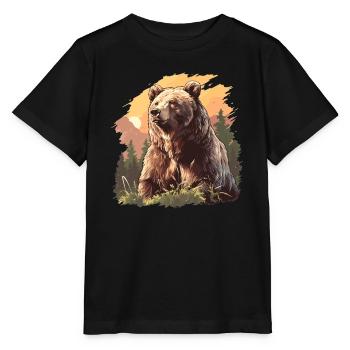 Grizzlis Ours grizzly - T-shirt bio MINI CREATOR Stanley/Stella Enfant - noir - Devant - Mikhail (115cm)