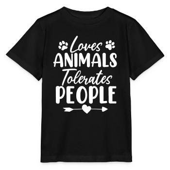 Liebt Tiere Toleriert Menschen Tierheim Tierheim - Stanley/Stella Kinder T-Shirt MINI CREATOR  - Schwarz - Vorne - Mikhail (115cm)