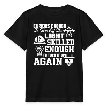 Lineman Skilled Enough To Turn Up The Light - Stanley/Stella MINI CREATOR Kids’ T-Shirt - black - Front - Mikhail (115cm)