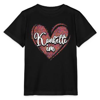 Carnaval confettis dans le coeur carnaval coloré - T-shirt bio MINI CREATOR Stanley/Stella Enfant - noir - Devant - Mikhail (115cm)