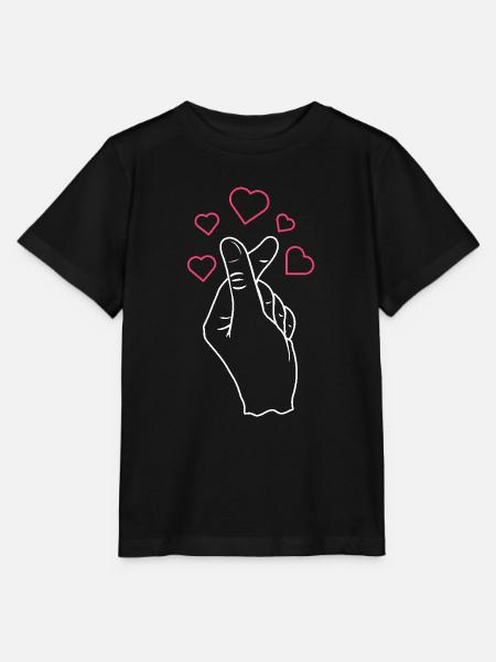 Liebevolle Handgeste Mit Herzen - Stanley/Stella Kinder T-Shirt MINI CREATOR - Schwarz