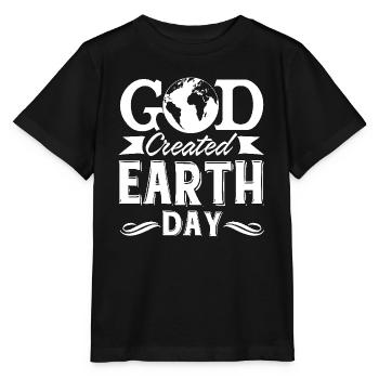 Earth Day God Created Earth Day - Stanley/Stella MINI CREATOR Kids’ T-Shirt - black - Front - Mikhail (115cm)
