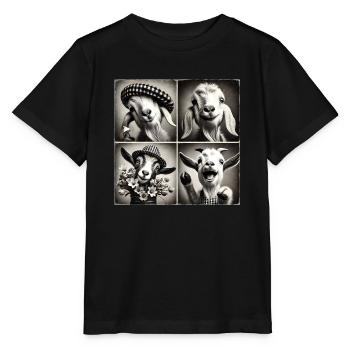 Ziege Selfie Lustige Hüte Vintage Fotoshooting Bauernhof An - Stanley/Stella Kinder T-Shirt MINI CREATOR  - Schwarz - Vorne - Mikhail (115cm)