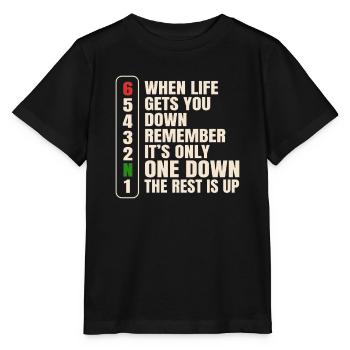 Transmission manuelle de moto dicton : Quand la vie - T-shirt bio MINI CREATOR Stanley/Stella Enfant - noir - Devant - Mikhail (115cm)