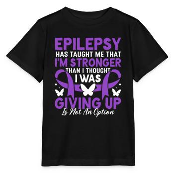 Epilepsie hat mich gelehrt Purple Ribbon Epilepsie - Stanley/Stella Kinder T-Shirt MINI CREATOR  - Schwarz - Vorne - Mikhail (115cm)