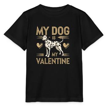 Mon chien est mon Valentin | Dalmatien Saint-Valentin - T-shirt bio MINI CREATOR Stanley/Stella Enfant - noir - Devant - Mikhail (115cm)