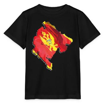 Montenegro flag in Montenegro map - Stanley/Stella MINI CREATOR Kids’ T-Shirt - black - Front - Mikhail (115cm)