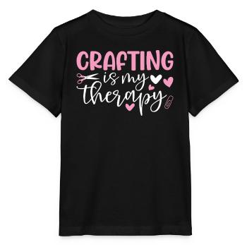 Basteln ist meine Therapie Lustiges Basteln Häkeln - Stanley/Stella Kinder T-Shirt MINI CREATOR  - Schwarz - Vorne - Mikhail (115cm)