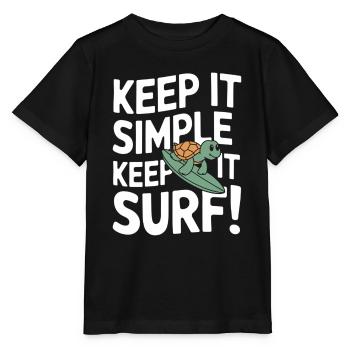 Keep It Simple Surf | Funny Surf Turtle - Stanley/Stella MINI CREATOR Kids’ T-Shirt - black - Front - Mikhail (115cm)