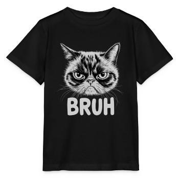Cat says "Bruh" - Stanley/Stella MINI CREATOR Kids’ T-Shirt - black - Front - Mikhail (115cm)