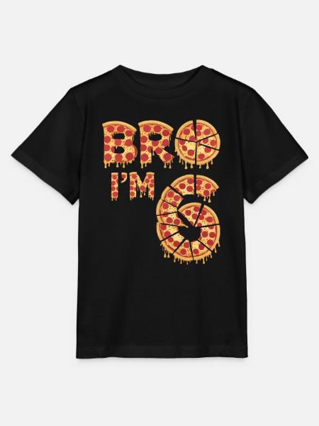 Bro I'm 6 Lustiges Pizza Geburtstagsdesign - Stanley/Stella Kinder T-Shirt MINI CREATOR - Schwarz