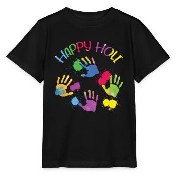 Happy Holi Colorful Holi Festival - Stanley/Stella MINI CREATOR Kids’ T-Shirt - black - Front - Mikhail (115cm)
