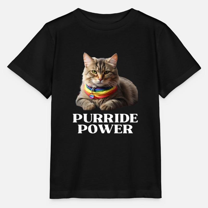 Purride Power Pride Cat Lover - Stanley/Stella MINI CREATOR Kids’ T-Shirt - black