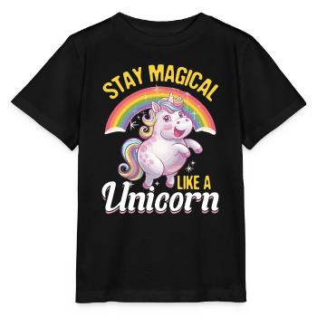 Cute Chubby Unicorn Rainbows - Stanley/Stella MINI CREATOR Kids’ T-Shirt - black - Front - Mikhail (115cm)