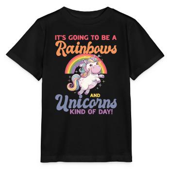 Cute Chubby Unicorn Rainbows - Stanley/Stella MINI CREATOR Kids’ T-Shirt - black - Front - Mikhail (115cm)