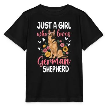Just A Girl Who Loves German Shepherds - Stanley/Stella Kinder T-Shirt MINI CREATOR  - Schwarz - Vorne - Mikhail (115cm)
