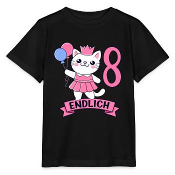 Motif d’anniversaire de chat enfin 8 ans fille - T-shirt bio MINI CREATOR Stanley/Stella Enfant - noir - Devant - Mikhail (115cm)