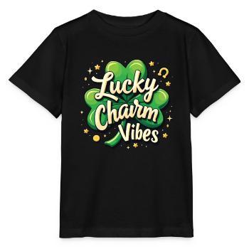 Lucky Charm Vibes Lucky Clover Lucky Positive - Stanley/Stella MINI CREATOR Kids’ T-Shirt - black - Front - Mikhail (115cm)