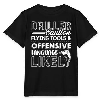 Driller Caution Flying Tools And Offensive - Stanley/Stella MINI CREATOR Kids’ T-Shirt - black - Front - Mikhail (115cm)