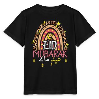 Eid Mubarak Regenbogen mit Leopardenmuster - Stanley/Stella Kinder T-Shirt MINI CREATOR  - Schwarz - Vorne - Mikhail (115cm)