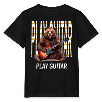 BEAR ROCK GUITAR PLAY GUITAR - Stanley/Stella MINI CREATOR Kids’ T-Shirt - black - Front - Mikhail (115cm)