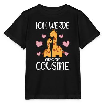 Cousine Ich werde große Cousine Baby Giraffen - Stanley/Stella Kinder T-Shirt MINI CREATOR  - Schwarz - Vorne - Mikhail (115cm)