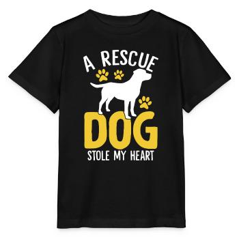 A Rescue Dog Stole My Heart Funny Dog Rescue - Stanley/Stella MINI CREATOR Kids’ T-Shirt - black - Front - Mikhail (115cm)