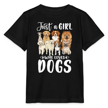 Just a Girl Who Loves Dogs - Stanley/Stella Kinder T-Shirt MINI CREATOR  - Schwarz - Vorne - Mikhail (115cm)
