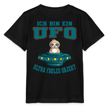 Ich Bin Ein UFO Ultra Faules Objekt Faultier Alien - Stanley/Stella Kinder T-Shirt MINI CREATOR  - Schwarz - Vorne - Mikhail (115cm)