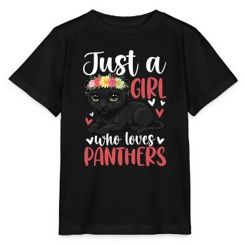 Just a Girl Who Loves Panthers - Stanley/Stella Kinder T-Shirt MINI CREATOR  - Schwarz - Vorne - Mikhail (115cm)