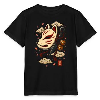 Japanische Kitsune Maske - Stanley/Stella Kinder T-Shirt MINI CREATOR  - Schwarz - Vorne - Mikhail (115cm)