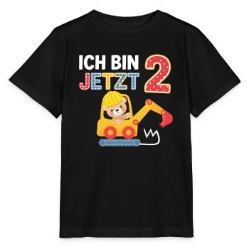 Ich bin jetzt 2 Bagger Bär 2. Geburtstag - Stanley/Stella Kinder T-Shirt MINI CREATOR  - Schwarz - Vorne - Mikhail (115cm)