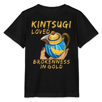 KINTSUGI LOVED BROKENNESS IN GOLD - Stanley/Stella Kinder T-Shirt MINI CREATOR  - Schwarz - Vorne - Mikhail (115cm)
