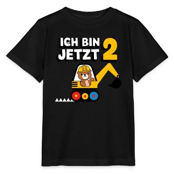 Ich bin jetzt 2 Bagger Bär 2. Geburtstag - Stanley/Stella Kinder T-Shirt MINI CREATOR  - Schwarz - Vorne - Mikhail (115cm)