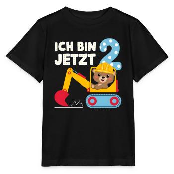 Ich bin jetzt 2 Bagger Bär 2. Geburtstag - Stanley/Stella Kinder T-Shirt MINI CREATOR  - Schwarz - Vorne - Mikhail (115cm)