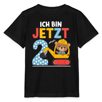Ich bin jetzt 2 Bagger Bär 2. Geburtstag - Stanley/Stella Kinder T-Shirt MINI CREATOR  - Schwarz - Vorne - Mikhail (115cm)