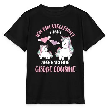Je serai peut-être petit, mais bientôt grand cousin - T-shirt bio MINI CREATOR Stanley/Stella Enfant - noir - Devant - Mikhail (115cm)