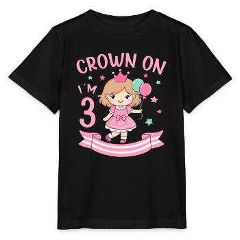 3rd Birthday Girl Princess Crown On I´m 3 Years - Stanley/Stella Kinder T-Shirt MINI CREATOR  - Schwarz - Vorne - Mikhail (115cm)