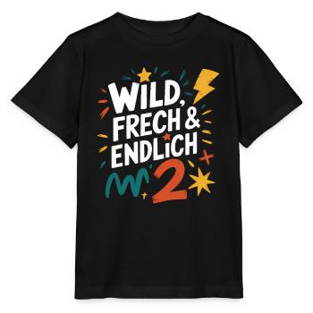 Wild, Frech & Endlich 2 Jahre 2. Geburtstag - Stanley/Stella Kinder T-Shirt MINI CREATOR  - Schwarz - Vorne - Mikhail (115cm)