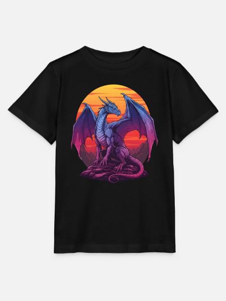 Blauer Drache Sonnenuntergang - Stanley/Stella Kinder T-Shirt MINI CREATOR  - Schwarz