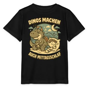 Dinos Machen Auch Mittagsschlaf Kindergarten T-Rex - Stanley/Stella Kinder T-Shirt MINI CREATOR  - Schwarz - Vorne - Mikhail (115cm)
