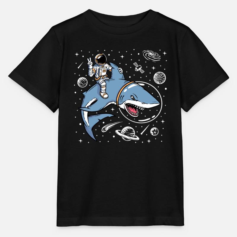 Astronaut Riding a Space Shark - Stanley/Stella Kinder T-Shirt MINI CREATOR - Schwarz