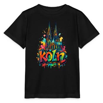 Cathédrale de Cologne style graffiti - T-shirt bio MINI CREATOR Stanley/Stella Enfant - noir - Devant - Mikhail (115cm)