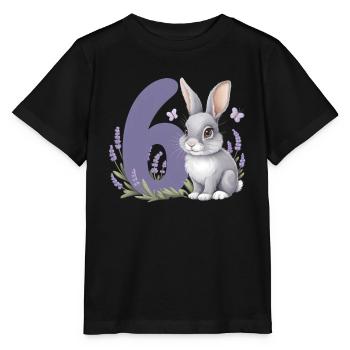 6. Geburtstag 6 Jahre Hase Häschen Lavendel Lila - Stanley/Stella Kinder T-Shirt MINI CREATOR  - Schwarz - Vorne - Mikhail (115cm)