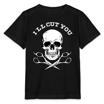 I'Ll Cut You Barber Skull Hairstylist Hair Cutter - Stanley/Stella MINI CREATOR Kids’ T-Shirt - black - Front - Mikhail (115cm)