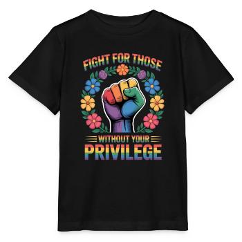 Battez-vous pour ceux qui n’ont pas votre privilège - T-shirt bio MINI CREATOR Stanley/Stella Enfant - noir - Devant - Mikhail (115cm)